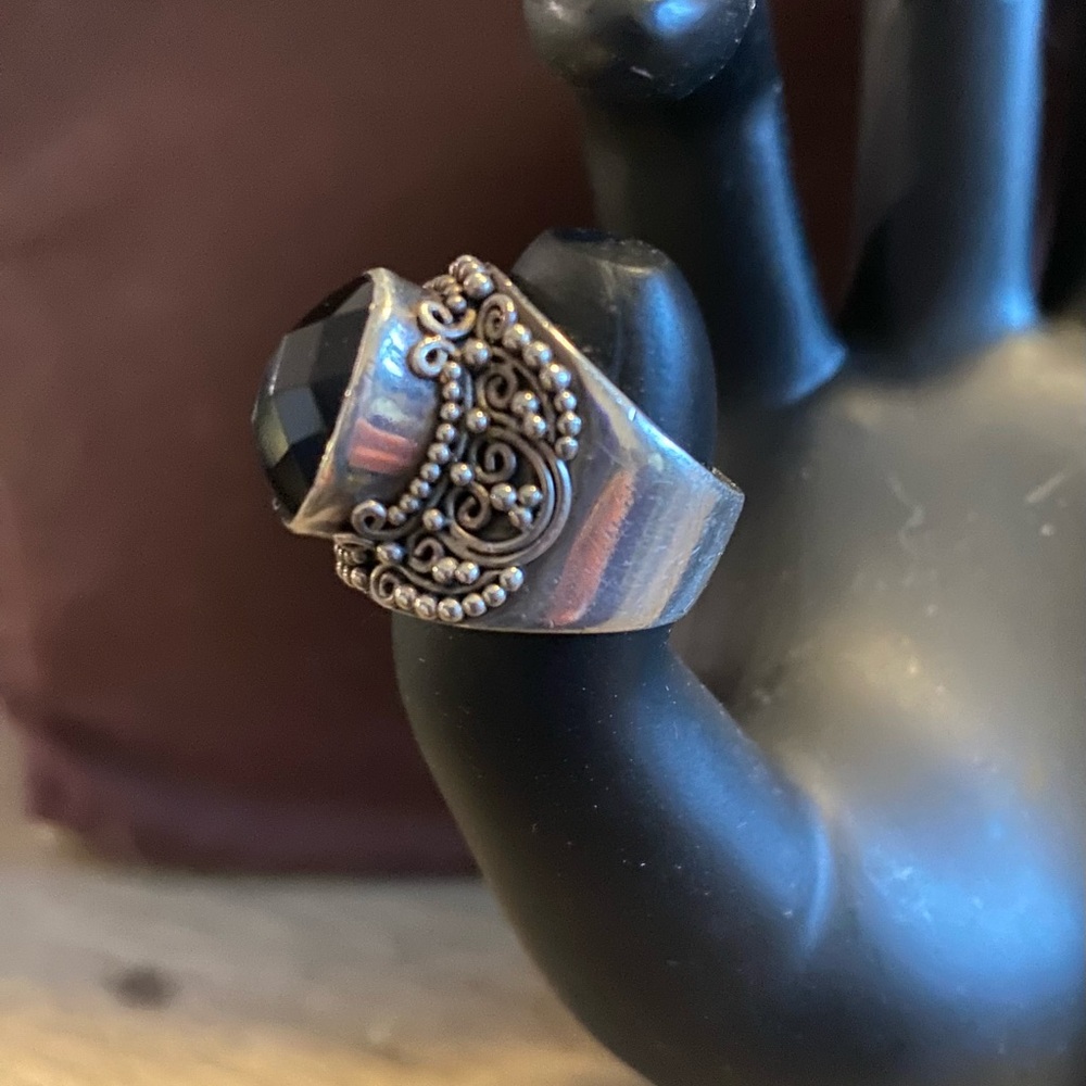 Black Onyx Ring BA Suartii Indonesia Sterling Silver 925 - Picture 4 of 8